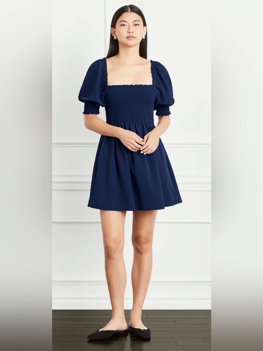 NWT Hill House The Athena Nap Dress in Navy Crepe Size Small